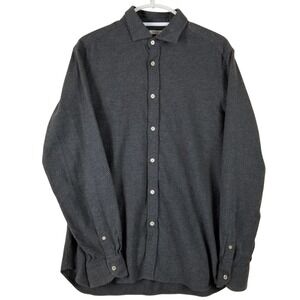 Boglioli Milano Mens Gray Cotton Flannel‎ Herringbone Shirt IT 43 US 17 581/WEAR